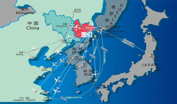 园区距延吉国际空港35公里,距朝鲜罗津港158公里,清津港171公里,日本